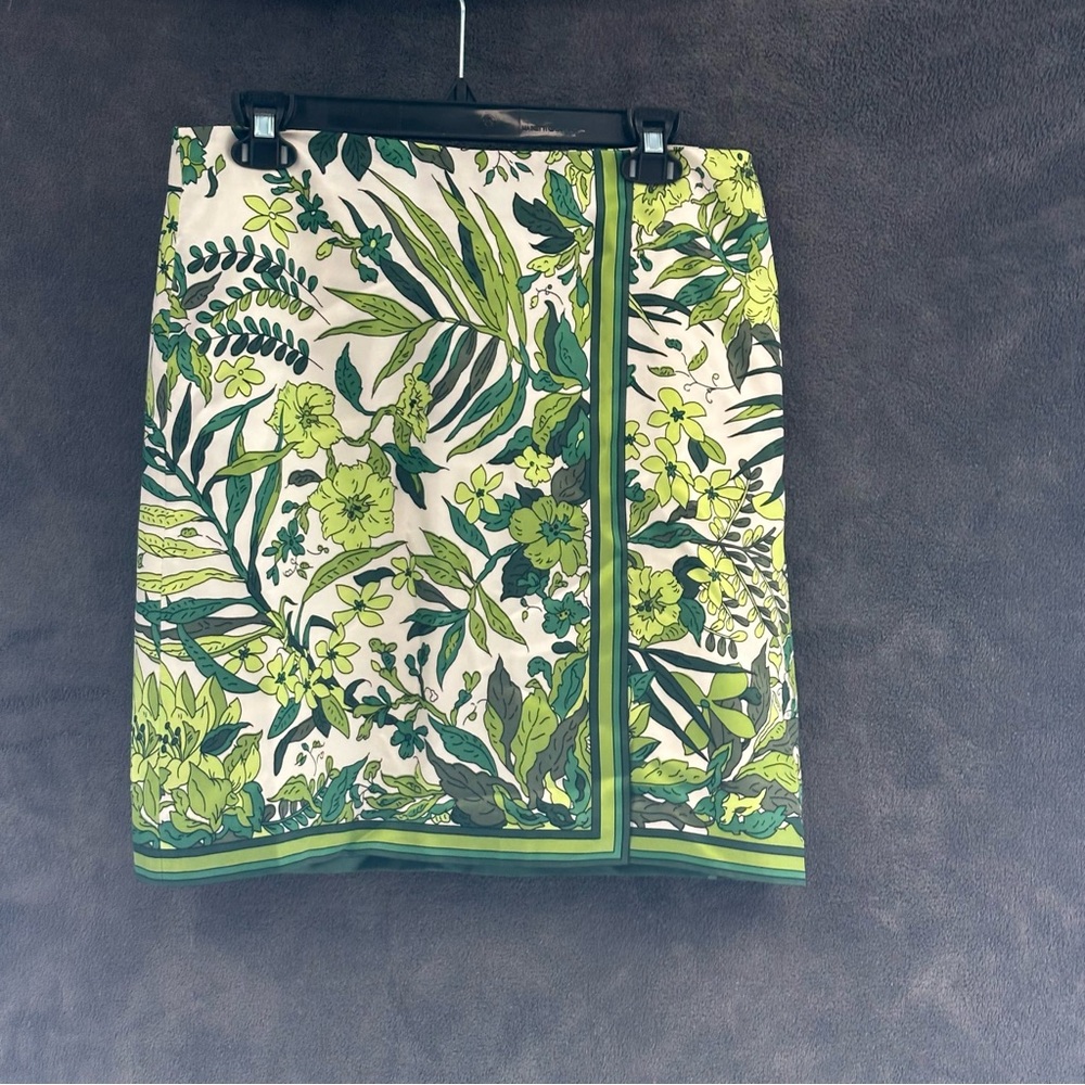 J. Crew Green Floral Skirt